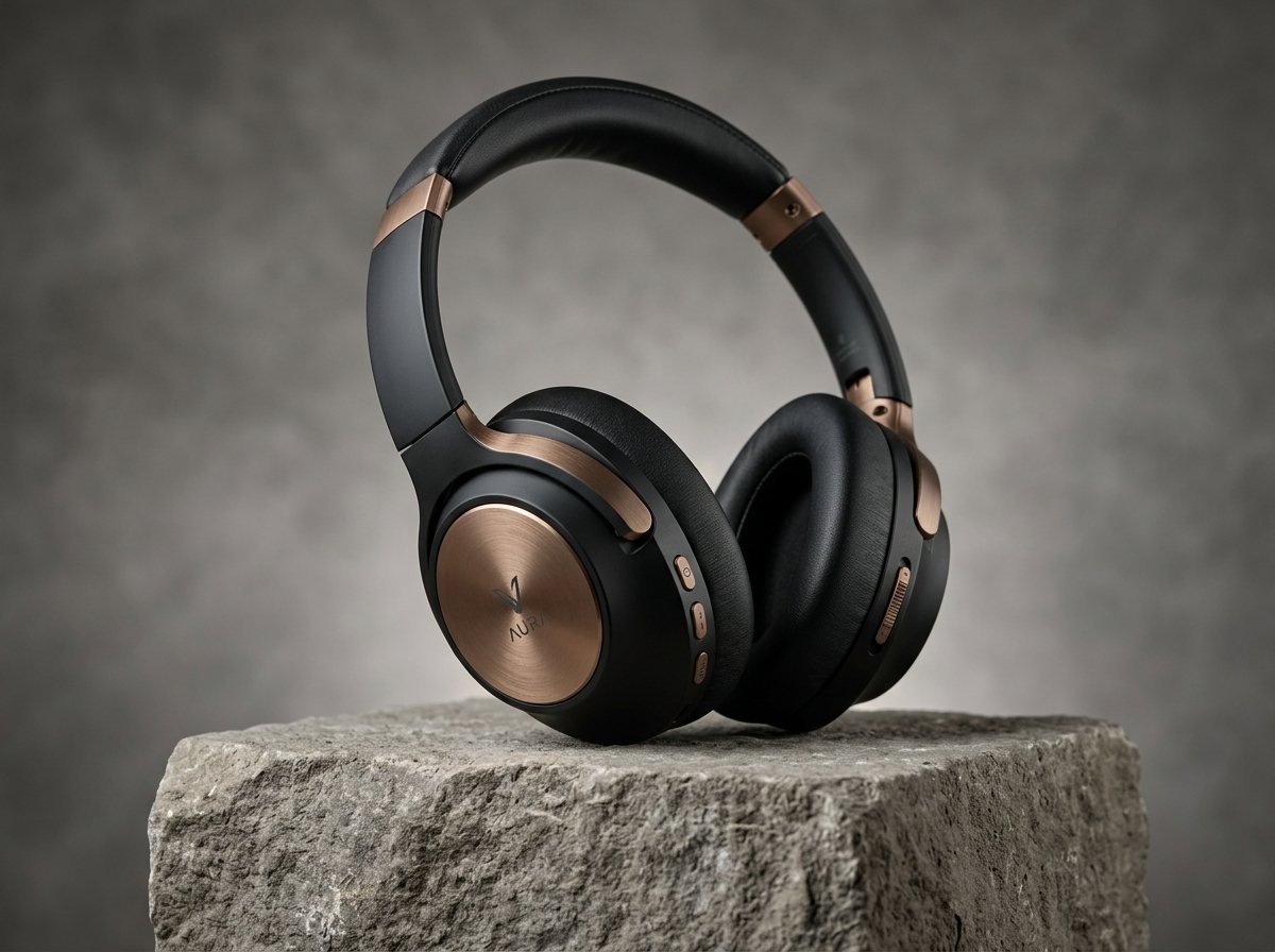 Sonance Studio Pro Hybrid ANC Wireless Headphones in matte black and bronze